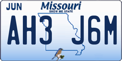 MO license plate AH3J6M