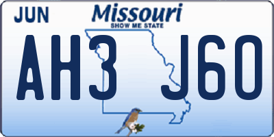 MO license plate AH3J6O