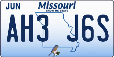 MO license plate AH3J6S