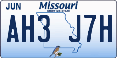 MO license plate AH3J7H