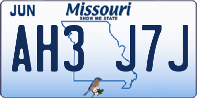 MO license plate AH3J7J