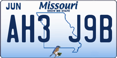 MO license plate AH3J9B