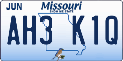 MO license plate AH3K1Q