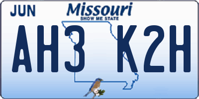 MO license plate AH3K2H