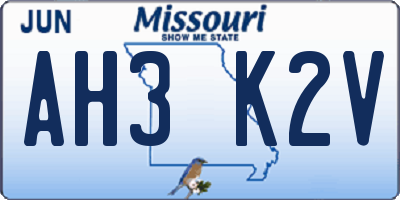 MO license plate AH3K2V