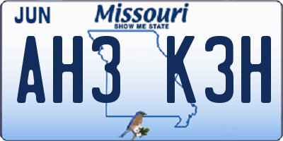 MO license plate AH3K3H