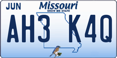 MO license plate AH3K4Q