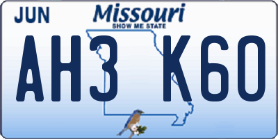 MO license plate AH3K6O
