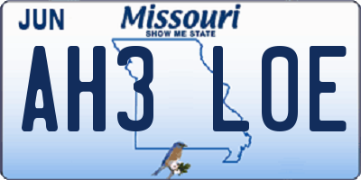 MO license plate AH3L0E