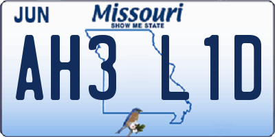 MO license plate AH3L1D