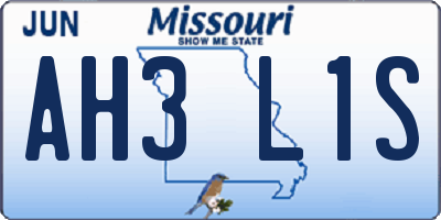 MO license plate AH3L1S