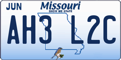 MO license plate AH3L2C