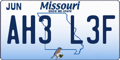 MO license plate AH3L3F