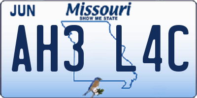 MO license plate AH3L4C
