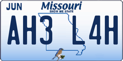 MO license plate AH3L4H