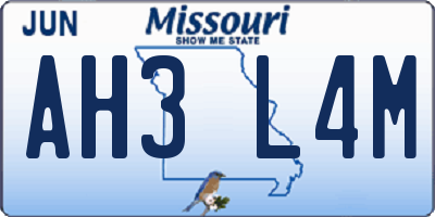 MO license plate AH3L4M