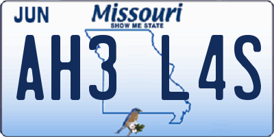 MO license plate AH3L4S