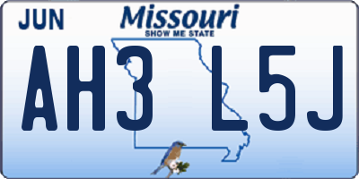 MO license plate AH3L5J