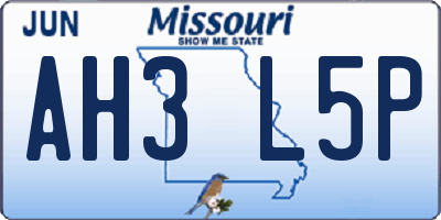 MO license plate AH3L5P