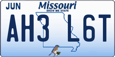 MO license plate AH3L6T