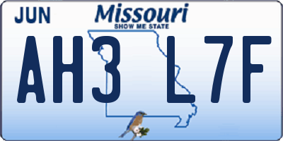 MO license plate AH3L7F