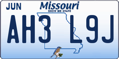 MO license plate AH3L9J