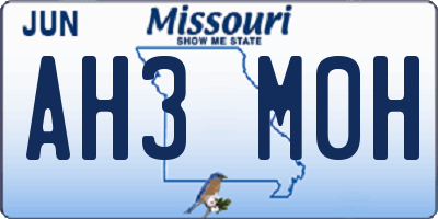 MO license plate AH3M0H