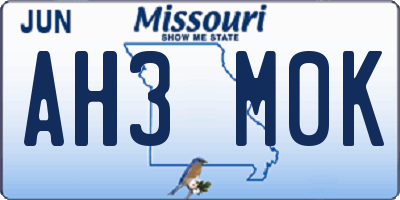 MO license plate AH3M0K