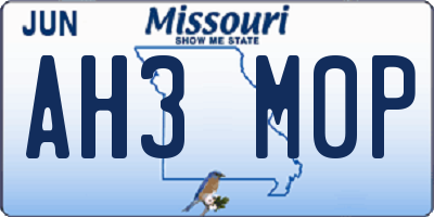 MO license plate AH3M0P
