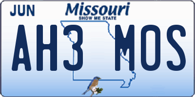 MO license plate AH3M0S