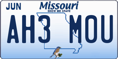 MO license plate AH3M0U