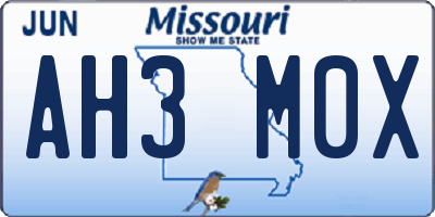 MO license plate AH3M0X