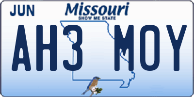 MO license plate AH3M0Y