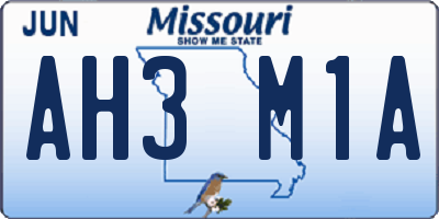 MO license plate AH3M1A