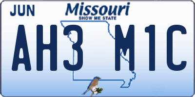 MO license plate AH3M1C