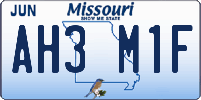 MO license plate AH3M1F