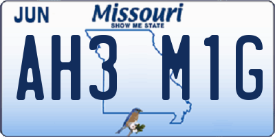 MO license plate AH3M1G