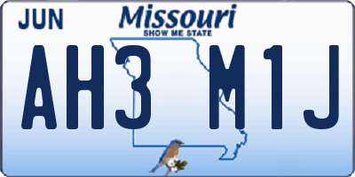 MO license plate AH3M1J