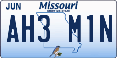 MO license plate AH3M1N