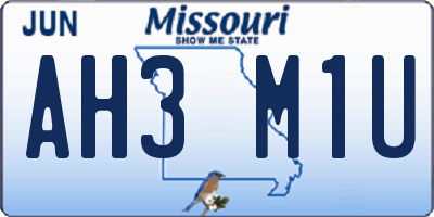 MO license plate AH3M1U