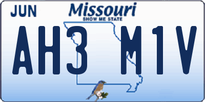 MO license plate AH3M1V