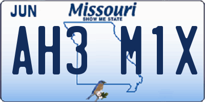 MO license plate AH3M1X