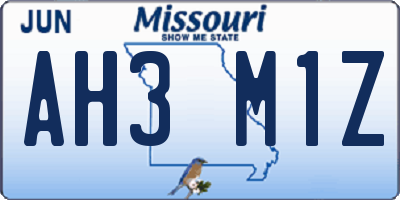 MO license plate AH3M1Z