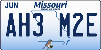 MO license plate AH3M2E