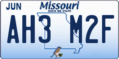 MO license plate AH3M2F