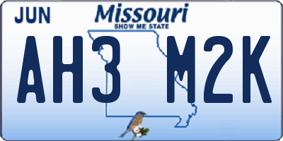 MO license plate AH3M2K