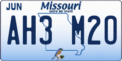 MO license plate AH3M2O