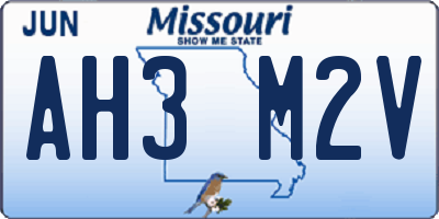 MO license plate AH3M2V