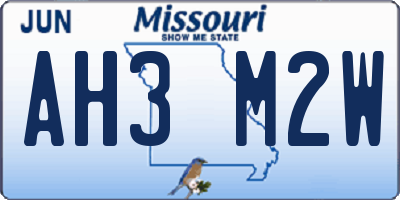 MO license plate AH3M2W