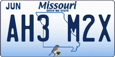 MO license plate AH3M2X
